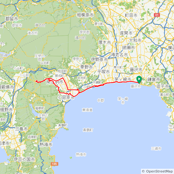 足柄山ヒルクライムと相模之國里山ポタリング110km_MAP
